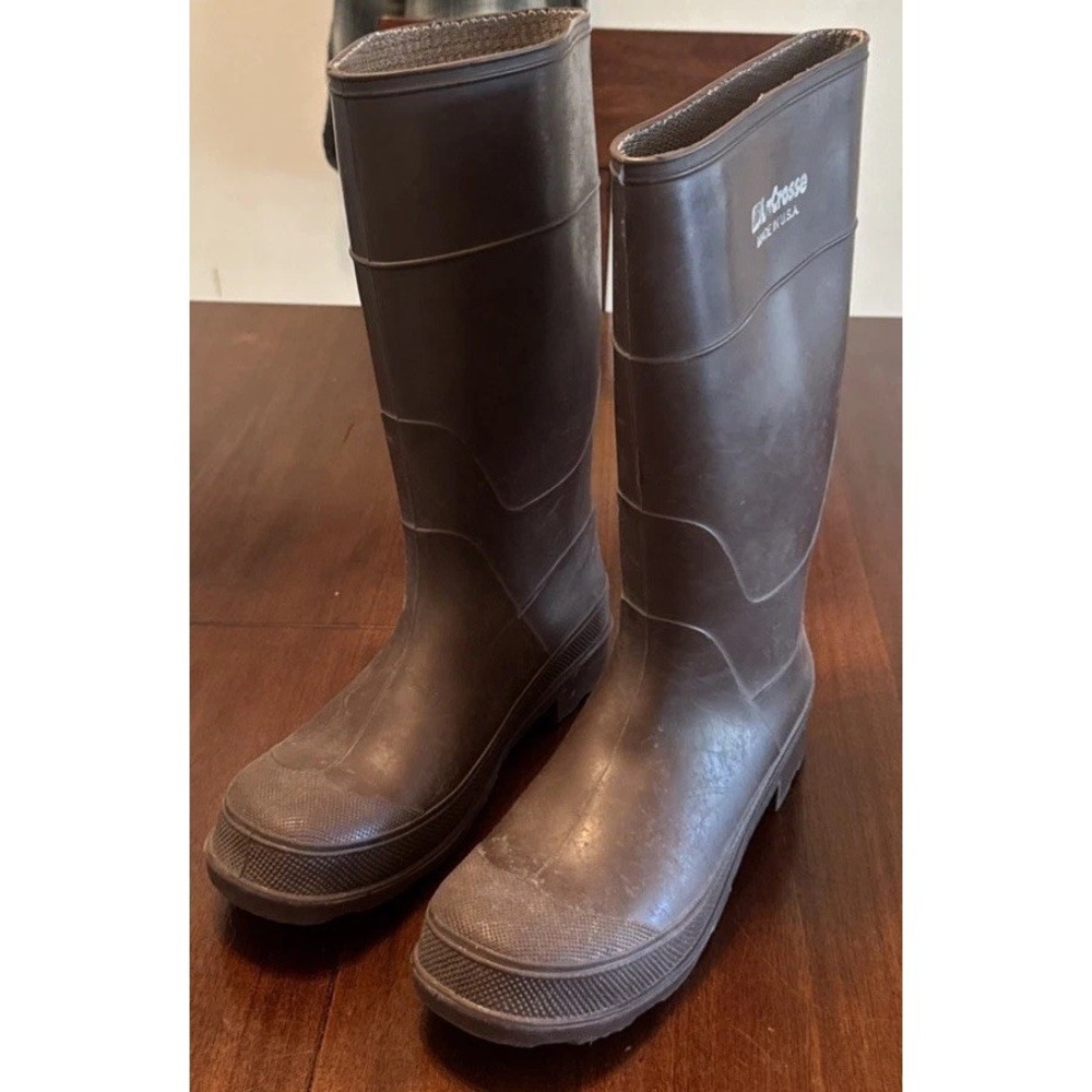 Vintage LaCrosse Rubber Boots Mens 10 Brown Waterproof Rain Work Made USA
